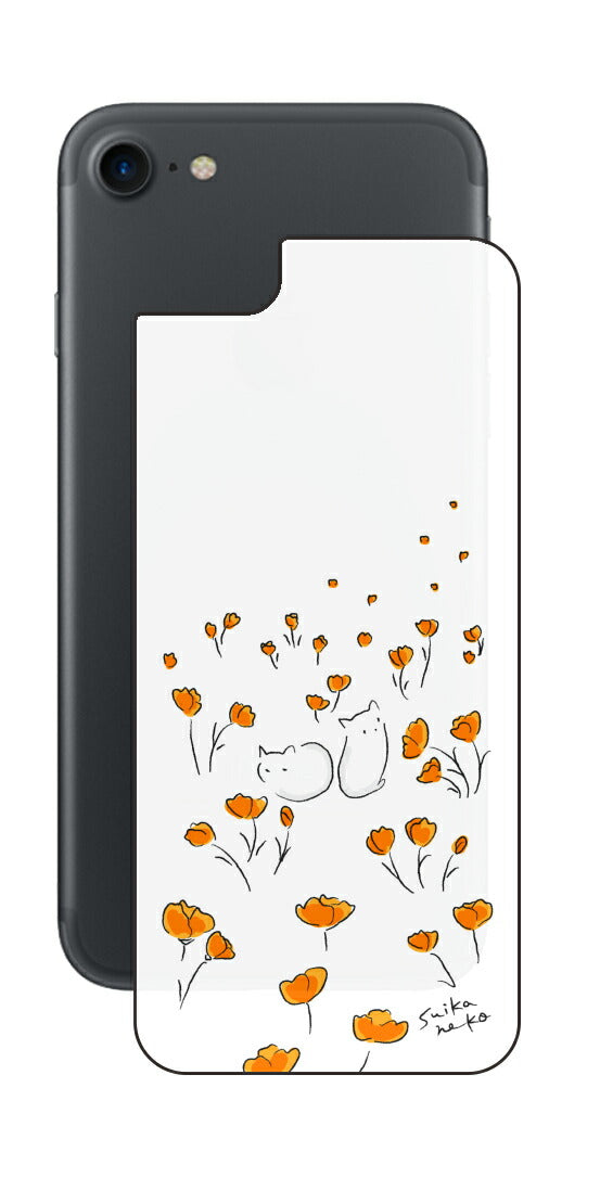 iPhone 7 / 7s用 【コラボ プリント Design by すいかねこ 006 】 背面 保護 フィルム 日本製