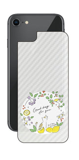 iPhone SE 2020 第2世代 / iPhone 8用 【コラボ プリント Design by すいかねこ 002 】 カーボン調 背面 保護 フィルム 日本製