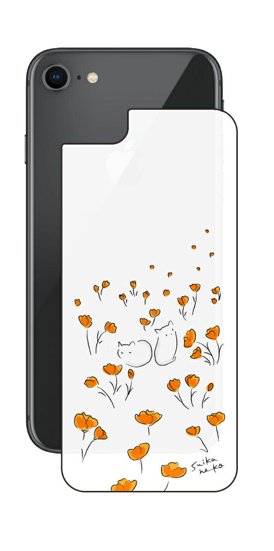 iPhone SE 2020 第2世代 / iPhone 8用 【コラボ プリント Design by すいかねこ 006 】 背面 保護 フィルム 日本製