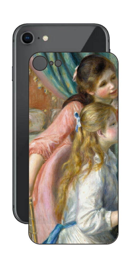 iPhone SE 第2世代用 背面 保護 フィルム 名画 プリント ルノワール ピアノを弾く二人の少女（ ピエール＝オーギュスト・ルノワール Pierre-Auguste Renoir ）