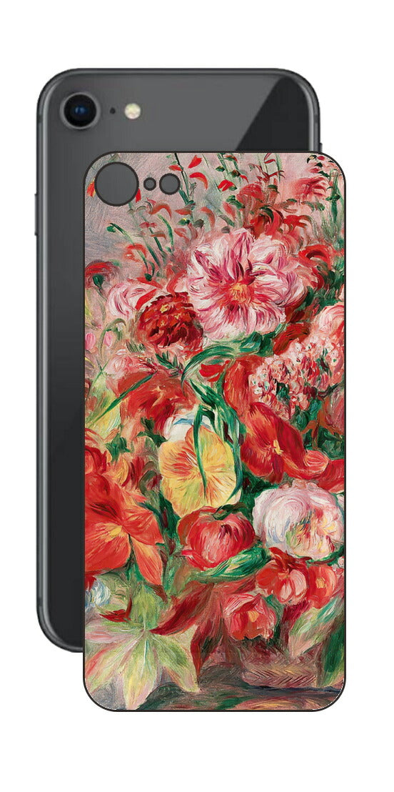 iPhone SE 第2世代用 背面 保護 フィルム 名画 プリント ルノワール 花々のバスケット（ ピエール＝オーギュスト・ルノワール Pierre-Auguste Renoir ）