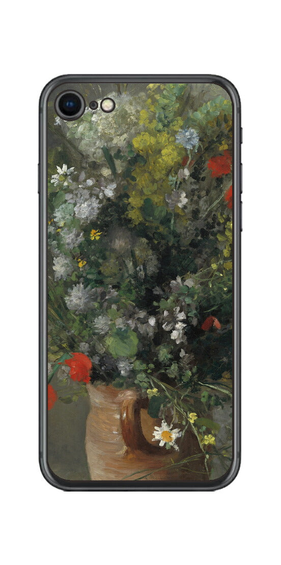iPhone SE 第2世代用 背面 保護 フィルム 名画 プリント ルノワール 花瓶の花（ ピエール＝オーギュスト・ルノワール Pierre-Auguste Renoir ）
