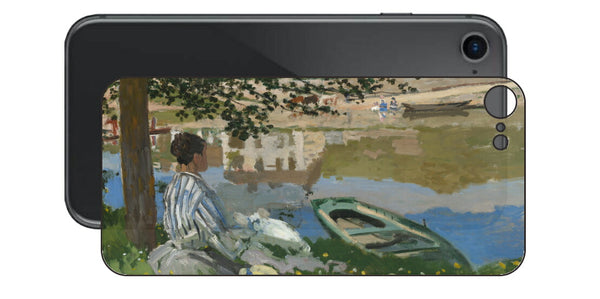 iPhone SE  第2世代用 背面 保護 フィルム 名画プリント クロード・モネ （ Claude Monet ) セーヌ河岸、ベンヌクール