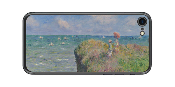 iPhone SE  第2世代用 背面 保護 フィルム 名画プリント クロード・モネ （ Claude Monet ) プールヴィルの断崖の上の散歩