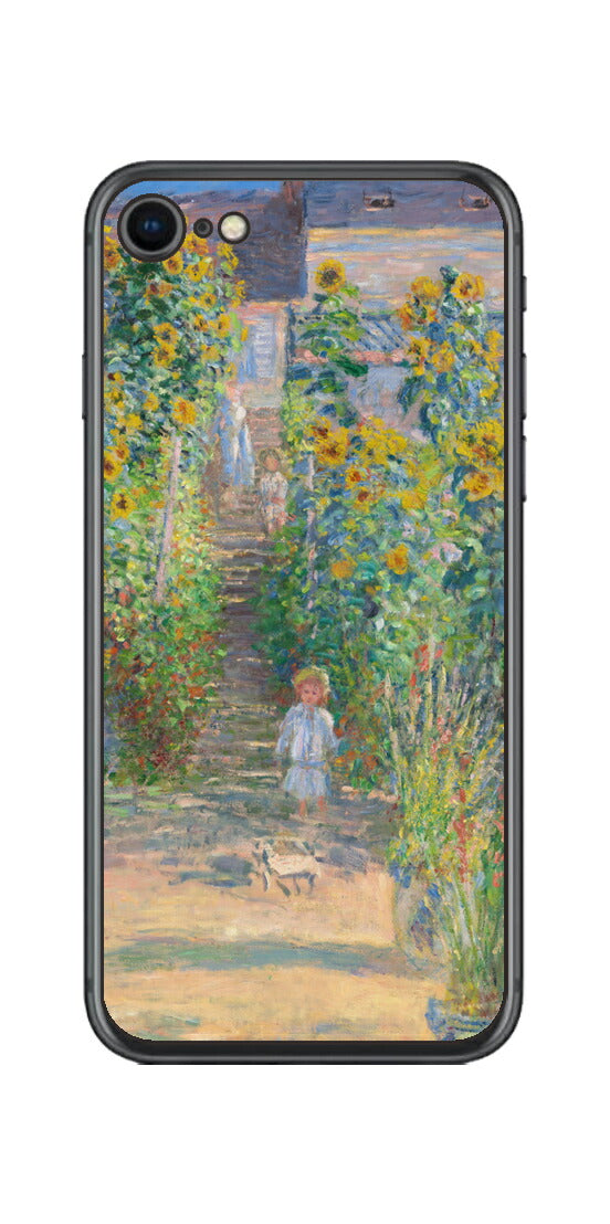 iPhone SE  第2世代用 背面 保護 フィルム 名画プリント クロード・モネ （ Claude Monet ) ヴェトゥイユの画家の庭