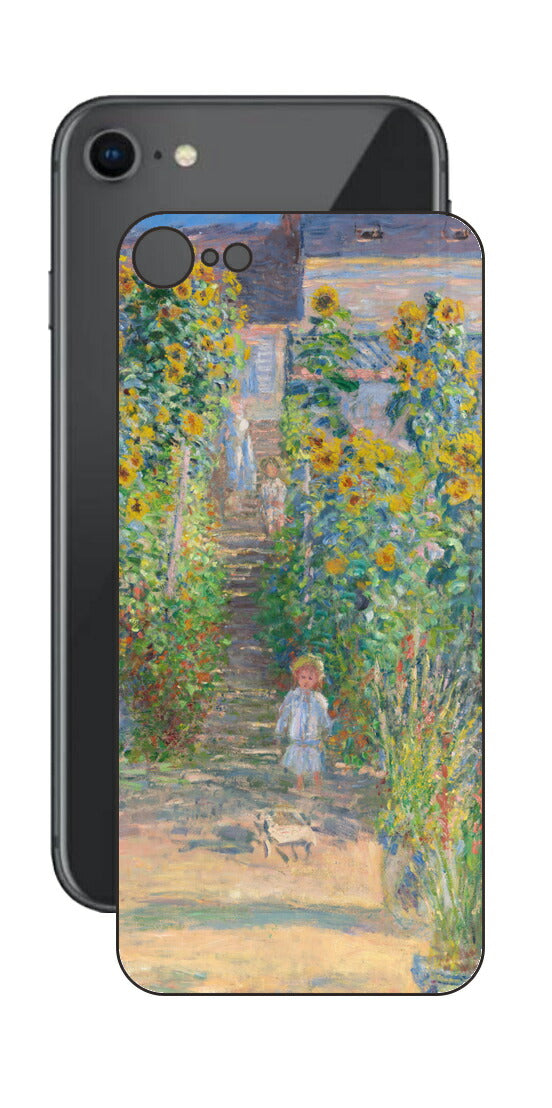 iPhone SE  第2世代用 背面 保護 フィルム 名画プリント クロード・モネ （ Claude Monet ) ヴェトゥイユの画家の庭