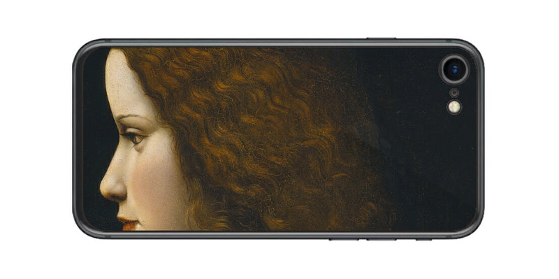 iPhone SE  第2世代用 背面 保護 フィルム 名画 プリント ダ・ヴィンチ 若い女性の肖像（ レオナルド・ダ・ヴィンチ Leonardo da Vinci ）