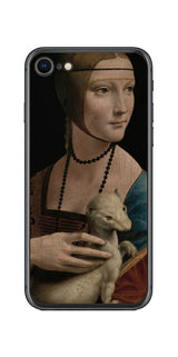 iPhone SE  第2世代用 背面 保護 フィルム 名画 プリント ダ・ヴィンチ 白貂を抱く貴婦人（ レオナルド・ダ・ヴィンチ Leonardo da Vinci ）