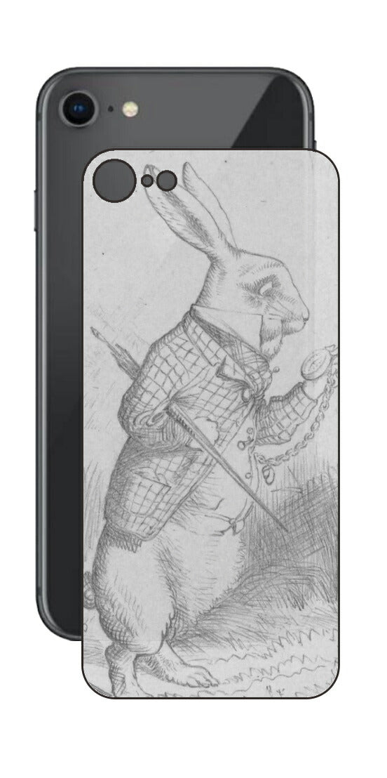 iPhone SE  第2世代用 背面 保護 フィルム 名画プリント ジョン・テニエル （ John Tenniel ) 白ウサギ