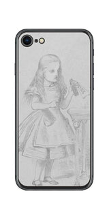 iPhone SE  第2世代用 背面 保護 フィルム 名画プリント ジョン・テニエル （ John Tenniel ) 「私を飲んで」と書かれた瓶の場面
