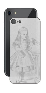 iPhone SE  第2世代用 背面 保護 フィルム 名画プリント ジョン・テニエル （ John Tenniel ) 「私を飲んで」と書かれた瓶の場面