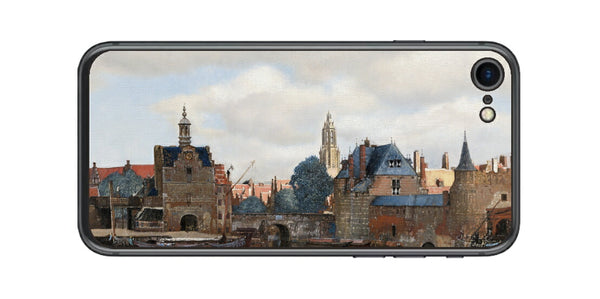 iPhone SE 第2世代用 背面 保護 フィルム 名画 プリント フェルメール デルフトの眺望 （ ヨハネス・フェルメール Johannes Vermeer ）