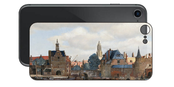 iPhone SE 第2世代用 背面 保護 フィルム 名画 プリント フェルメール デルフトの眺望 （ ヨハネス・フェルメール Johannes Vermeer ）