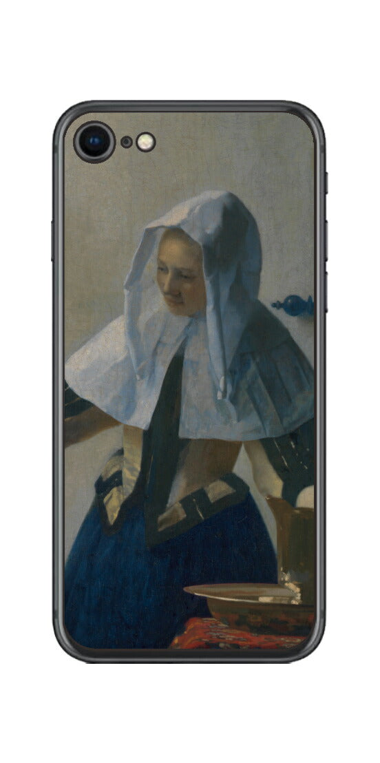 iPhone SE 第2世代用 背面 保護 フィルム 名画 プリント フェルメール 水差しを持つ若い女性 （ ヨハネス・フェルメール Johannes Vermeer ）