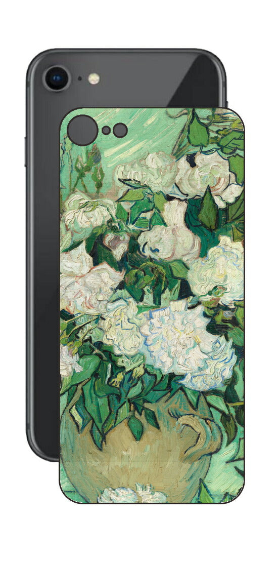 iPhone SE 第2世代用 背面 保護 フィルム 名画 プリント ゴッホ バラ（ フィンセント ファン ゴッホ Vincent Willem van Gogh ）