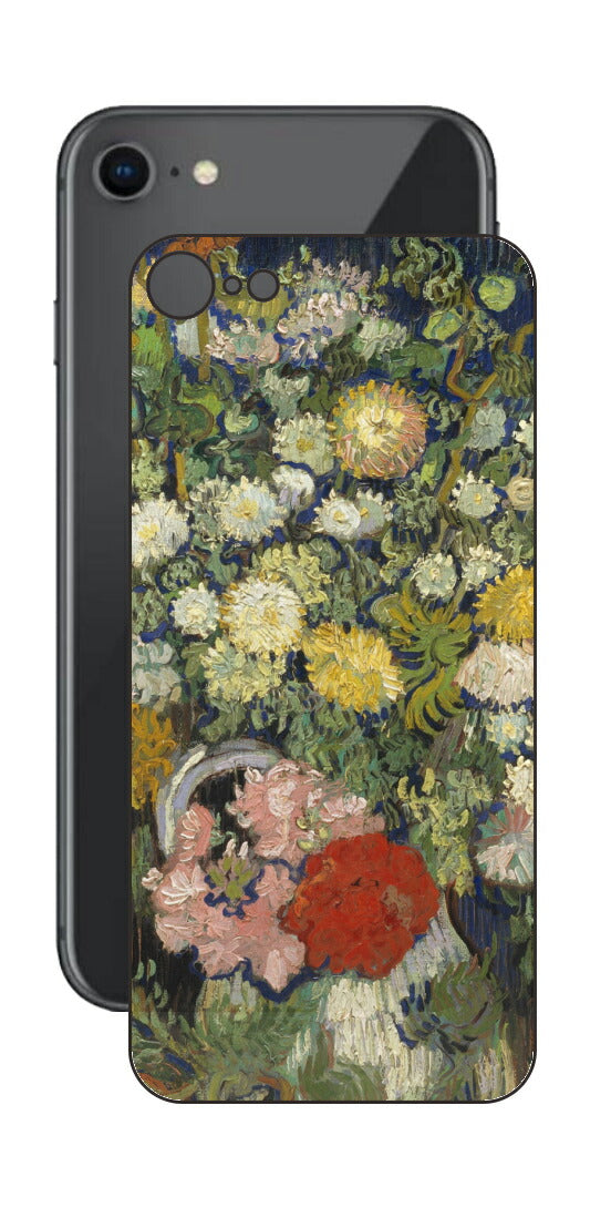 iPhone SE 第2世代用 背面 保護 フィルム 名画 プリント ゴッホ 花瓶の花の花束（ フィンセント ファン ゴッホ Vincent Willem van Gogh ）