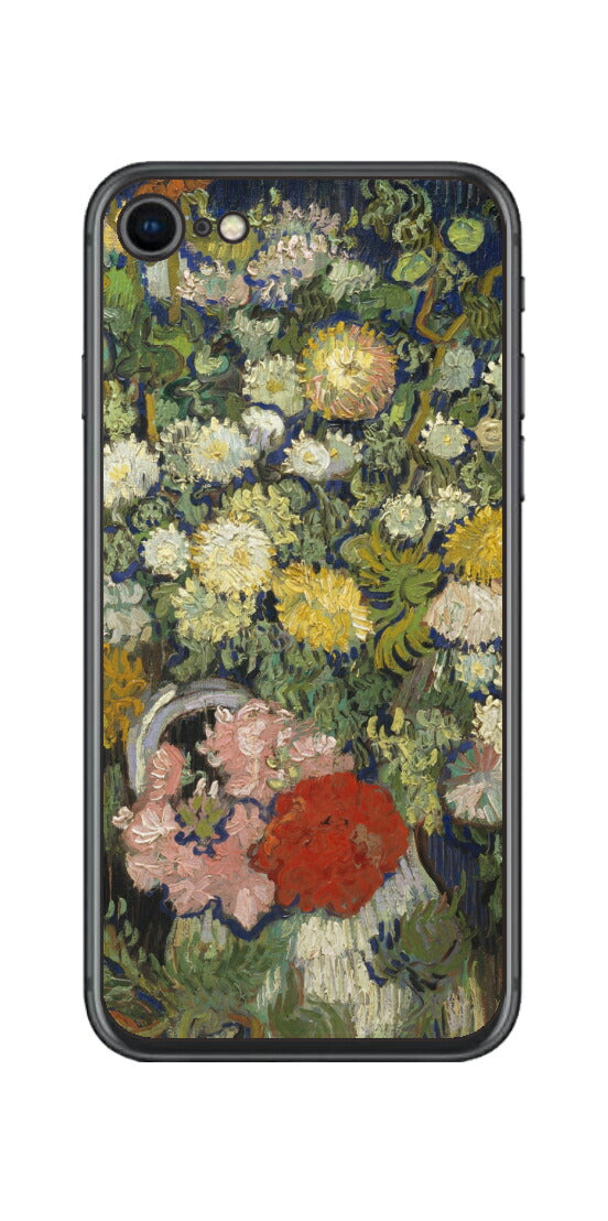 iPhone SE 第2世代用 背面 保護 フィルム 名画 プリント ゴッホ 花瓶の花の花束（ フィンセント ファン ゴッホ Vincent Willem van Gogh ）