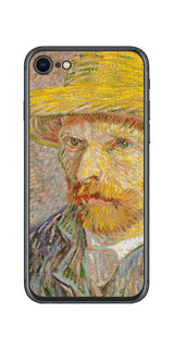 iPhone SE 第2世代用 背面 保護 フィルム 名画 プリント ゴッホ 麦わらの自画像（ フィンセント ファン ゴッホ Vincent Willem van Gogh ）