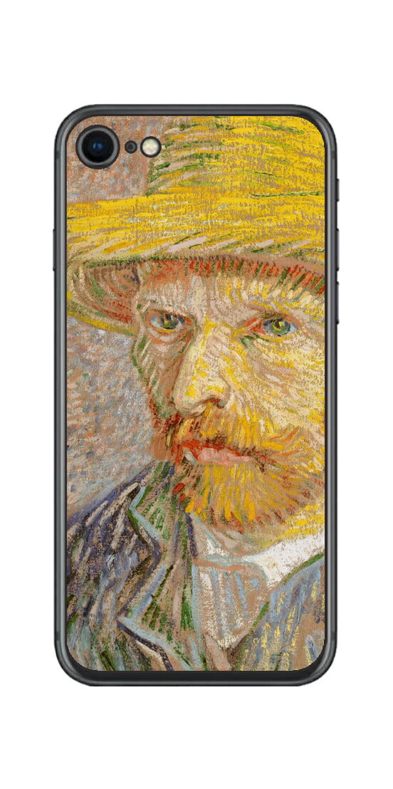 iPhone SE 第2世代用 背面 保護 フィルム 名画 プリント ゴッホ 麦わらの自画像（ フィンセント ファン ゴッホ Vincent Willem van Gogh ）