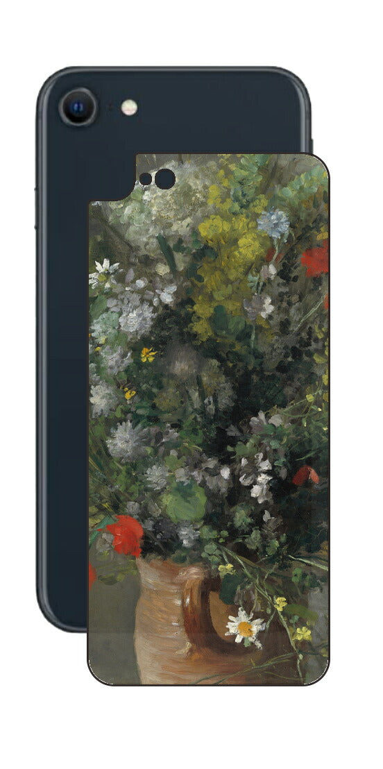 iPhone SE 2022 第3世代用 背面 保護 フィルム 名画 プリント ルノワール 花瓶の花（ ピエール＝オーギュスト・ルノワール Pierre-Auguste Renoir ）