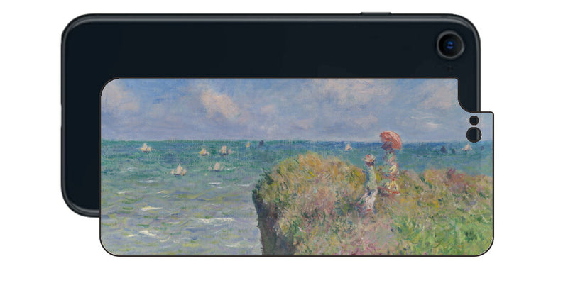 iPhone SE 2022 第3世代用 背面 保護 フィルム 名画プリント クロード・モネ （ Claude Monet ) プールヴィルの断崖の上の散歩