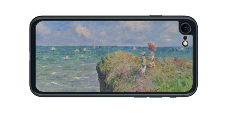 iPhone SE 2022 第3世代用 背面 保護 フィルム 名画プリント クロード・モネ （ Claude Monet ) プールヴィルの断崖の上の散歩