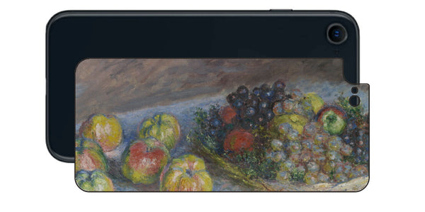 iPhone SE 2022 第3世代用 背面 保護 フィルム 名画プリント クロード・モネ （ Claude Monet ) 林檎と葡萄