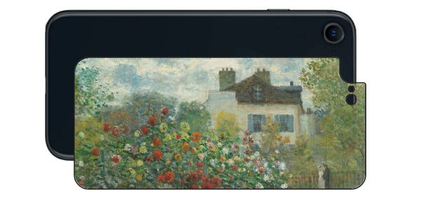 iPhone SE 2022 第3世代用 背面 保護 フィルム 名画プリント クロード・モネ （ Claude Monet ) アルジャントゥイユのモネの家の庭