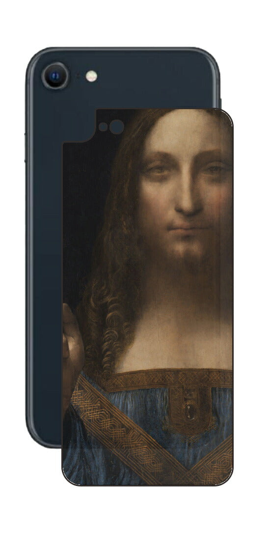 iPhone SE 2022 第3世代用 背面 保護 フィルム 名画 プリント ダ・ヴィンチ サルバトール・ムンディ（ レオナルド・ダ・ヴィンチ Leonardo da Vinci ）