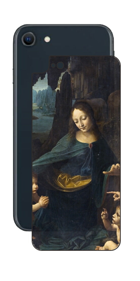 iPhone SE 2022 第3世代用 背面 保護 フィルム 名画 プリント ダ・ヴィンチ 岩窟の聖母（ レオナルド・ダ・ヴィンチ Leonardo da Vinci ）