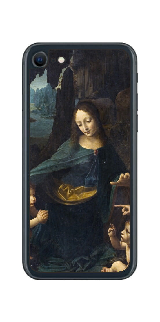 iPhone SE 2022 第3世代用 背面 保護 フィルム 名画 プリント ダ・ヴィンチ 岩窟の聖母（ レオナルド・ダ・ヴィンチ Leonardo da Vinci ）