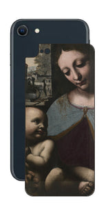 iPhone SE 2022 第3世代用 背面 保護 フィルム 名画 プリント ダ・ヴィンチ 聖母子（ レオナルド・ダ・ヴィンチ Leonardo da Vinci ）