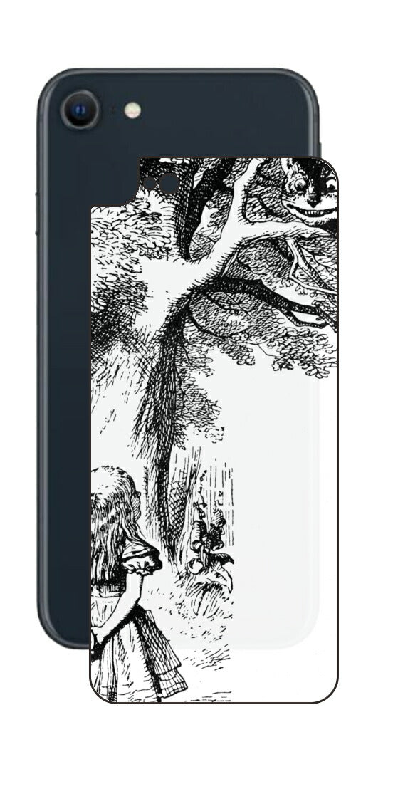 iPhone SE 2022 第3世代用 背面 保護 フィルム 名画プリント ジョン・テニエル （ John Tenniel ) チェシャ猫