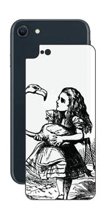 iPhone SE 2022 第3世代用 背面 保護 フィルム 名画プリント ジョン・テニエル （ John Tenniel ) フラミンゴでクロッケーをする場面