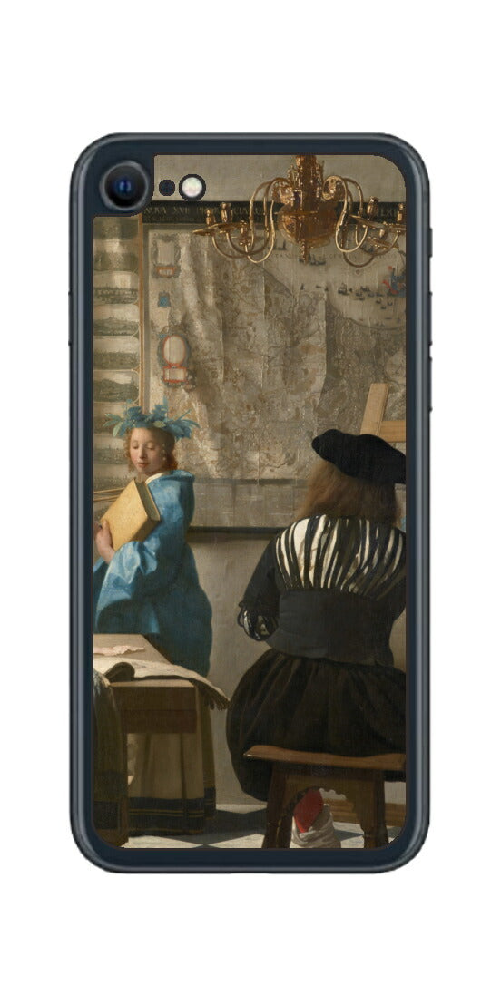 iPhone SE 2022 第3世代用 背面 保護 フィルム 名画 プリント フェルメール 絵画の芸術 （ ヨハネス・フェルメール Johannes Vermeer ）