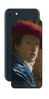iPhone SE 2022 第3世代用 背面 保護 フィルム 名画 プリント フェルメール 赤い帽子の少女 （ ヨハネス・フェルメール Johannes Vermeer ）
