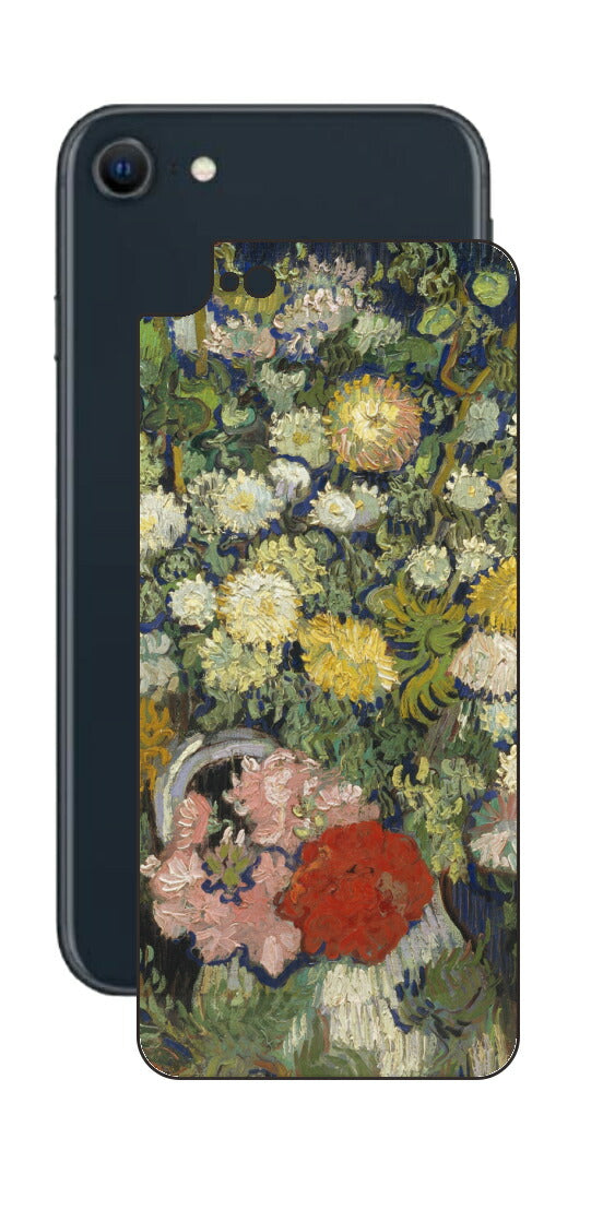 iPhone SE 2022 第3世代用 背面 保護 フィルム 名画 プリント ゴッホ 花瓶の花の花束（ フィンセント ファン ゴッホ Vincent Willem van Gogh ）