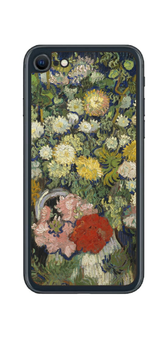 iPhone SE 2022 第3世代用 背面 保護 フィルム 名画 プリント ゴッホ 花瓶の花の花束（ フィンセント ファン ゴッホ Vincent Willem van Gogh ）