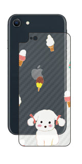 iPhone SE 2022 第3世代用 【コラボ プリント Design by よこお さとみ 002】 カーボン調 背面 保護 フィルム 日本製