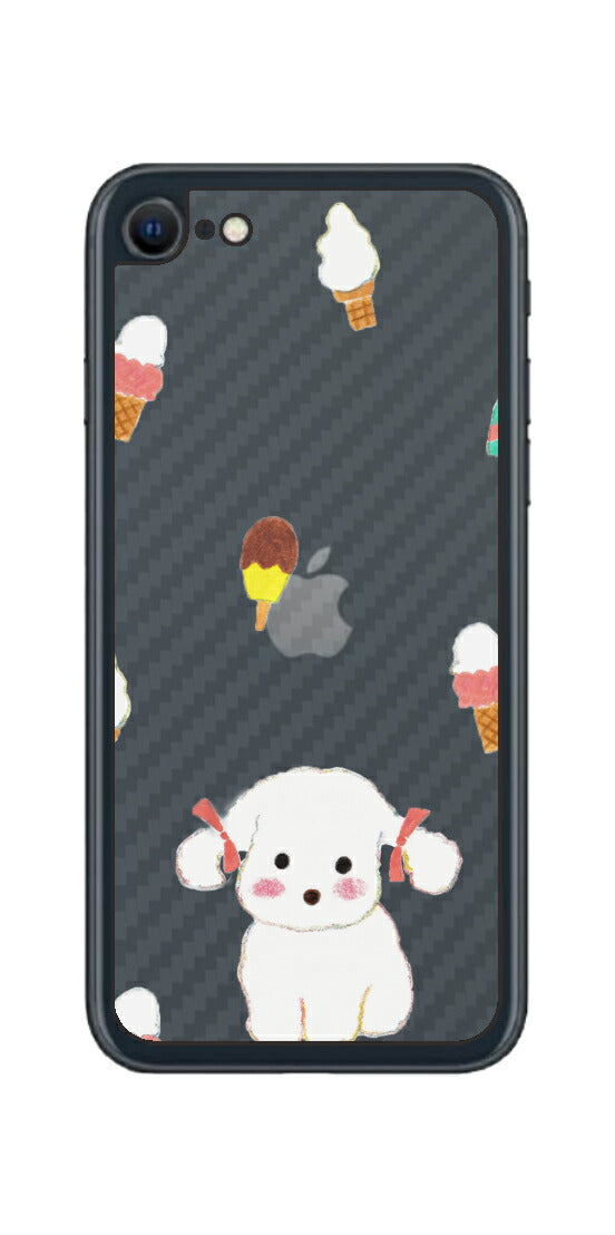 iPhone SE 2022 第3世代用 【コラボ プリント Design by よこお さとみ 002】 カーボン調 背面 保護 フィルム 日本製