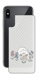 iPhone X用 【コラボ プリント Design by すいかねこ 003 】 カーボン調 背面 保護 フィルム 日本製