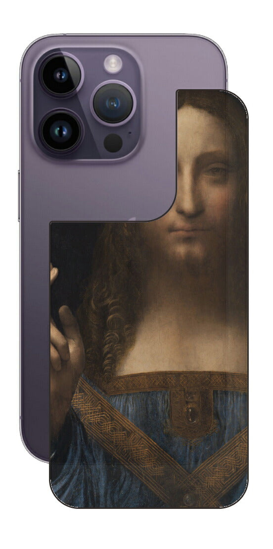 iPhone 14 pro用 背面 保護 フィルム 名画 プリント ダ・ヴィンチ サルバトール・ムンディ（ レオナルド・ダ・ヴィンチ Leonardo da Vinci ）