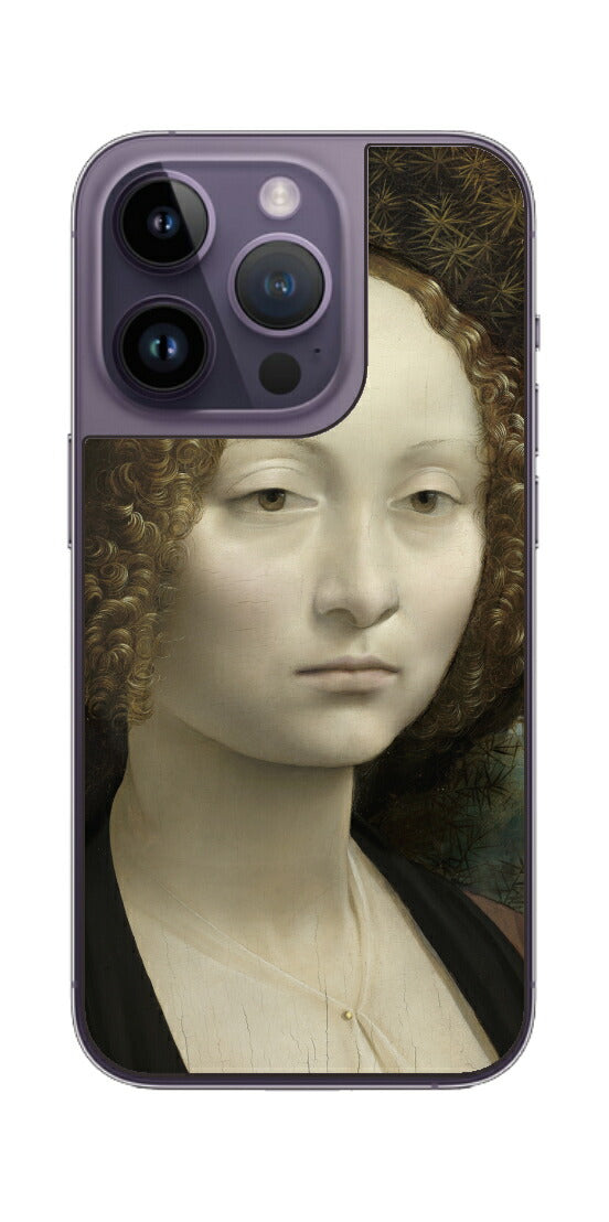 iPhone 14 pro用 背面 保護 フィルム 名画 プリント ダ・ヴィンチ ジネーヴラ・デ・ベンチの肖像（ レオナルド・ダ・ヴィンチ Leonardo da Vinci ）
