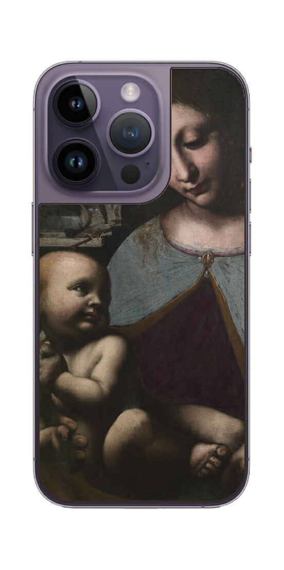 iPhone 14 pro用 背面 保護 フィルム 名画 プリント ダ・ヴィンチ 聖母子（ レオナルド・ダ・ヴィンチ Leonardo da Vinci ）