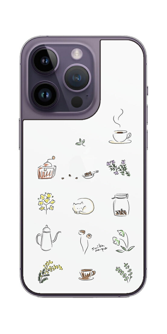iPhone 14 Pro用 【コラボ プリント Design by すいかねこ 001 】 背面 保護 フィルム 日本製