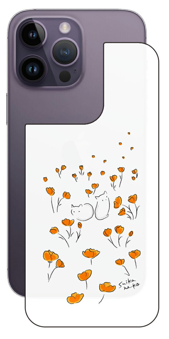 iPhone 14 pro Max用 【コラボ プリント Design by すいかねこ 006 】 背面 保護 フィルム 日本製