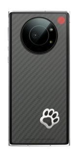 Leica Leitz Phone 1用 カーボン調 肉球 イラスト プリント 背面保護フィルム 日本製 [なんちゃって ぷくぷく ホワイト/ブラック]