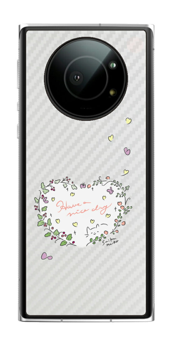 Leica Leitz Phone 1用 【コラボ プリント Design by すいかねこ 007 】 カーボン調 背面 保護 フィルム 日本製