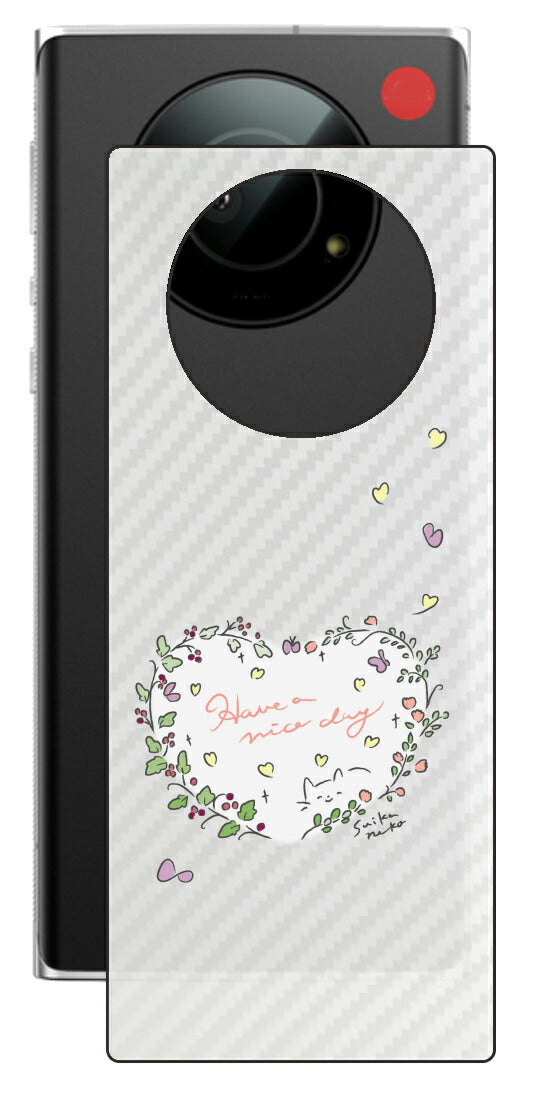 Leica Leitz Phone 1用 【コラボ プリント Design by すいかねこ 007 】 カーボン調 背面 保護 フィルム 日本製
