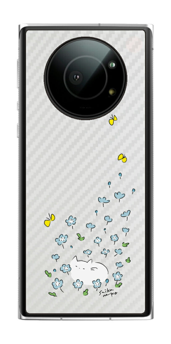 Leica Leitz Phone 1用 【コラボ プリント Design by すいかねこ 010 】 カーボン調 背面 保護 フィルム 日本製
